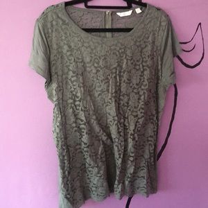 New York and Company size xl , lace , grey , zipper blouse, blouse , beautiful